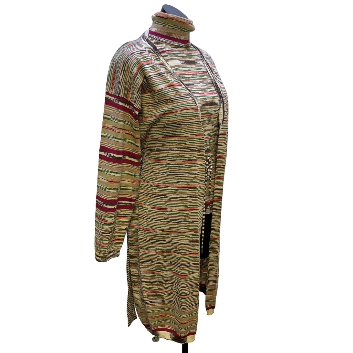 *Missoni Tan & Brown Striped Sleevless Turtleneck Sweater w/Long Cardigan Size 4