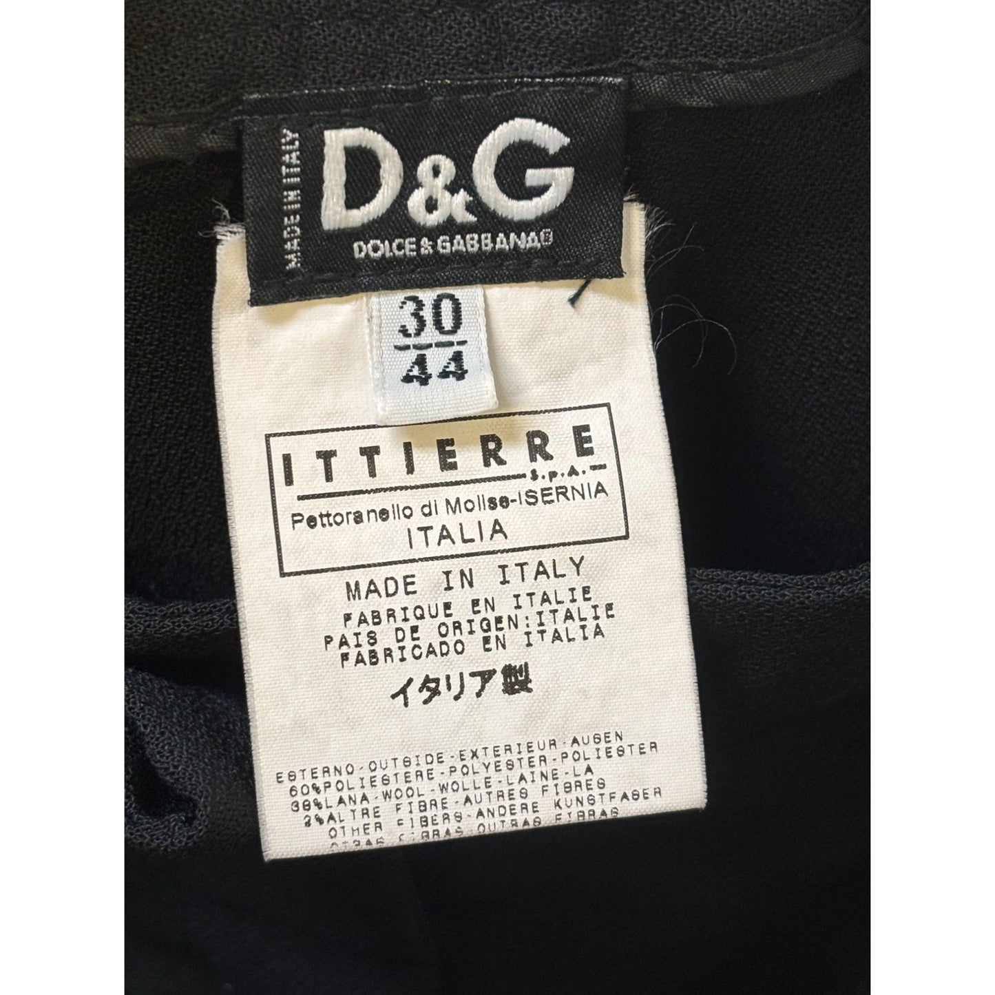 D & G Dolce & Gabbana Womens Black Cuffed Wide-Leg Trousers Size 10