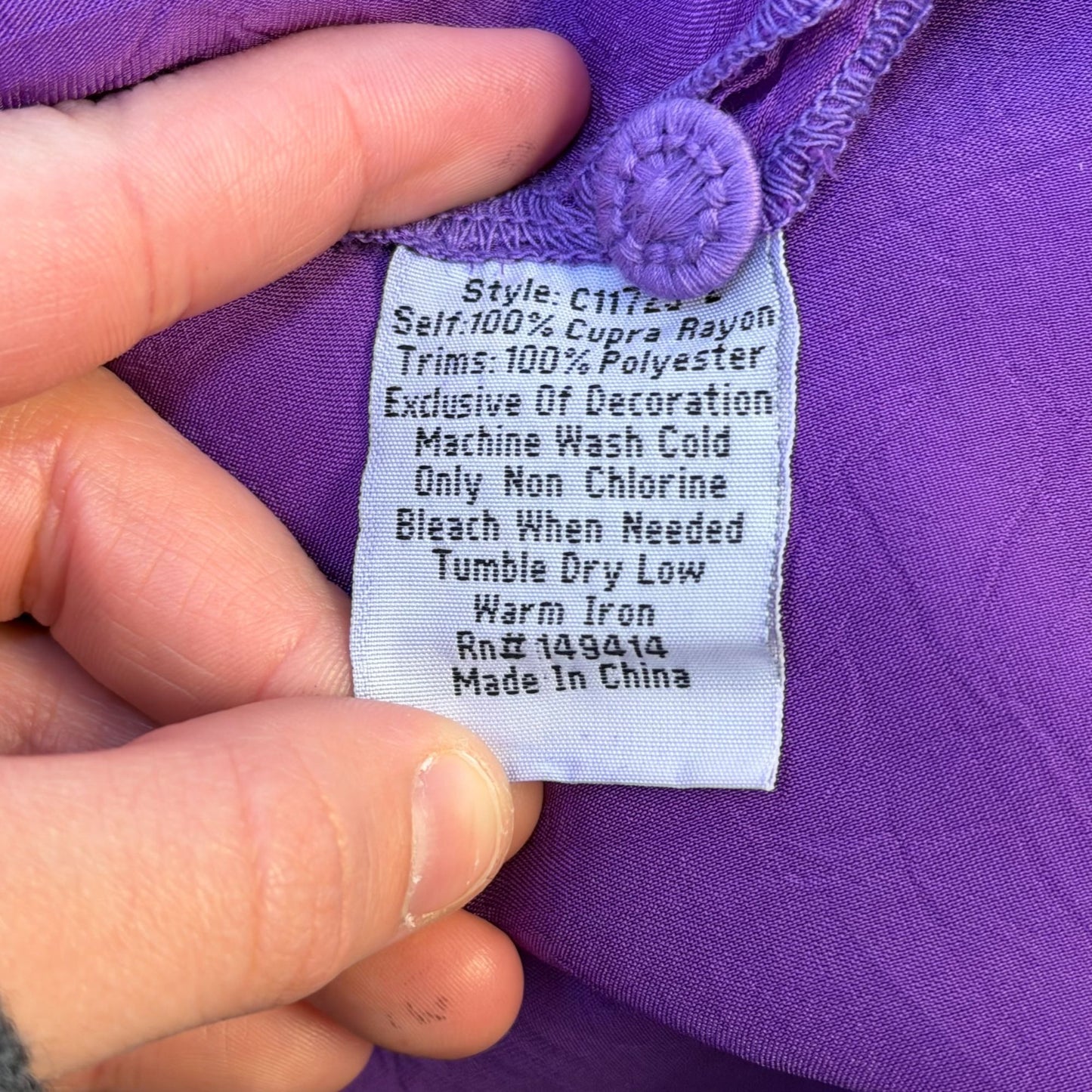 Johnny Was Purple Embroidered Floral Long Sleeve Blouse L