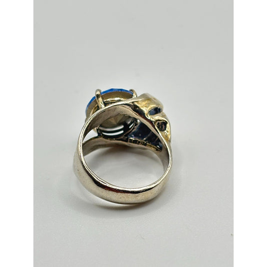 Noa Zuman Wrapped Ring 925 Sterling Silver With Blue Stone Size 8