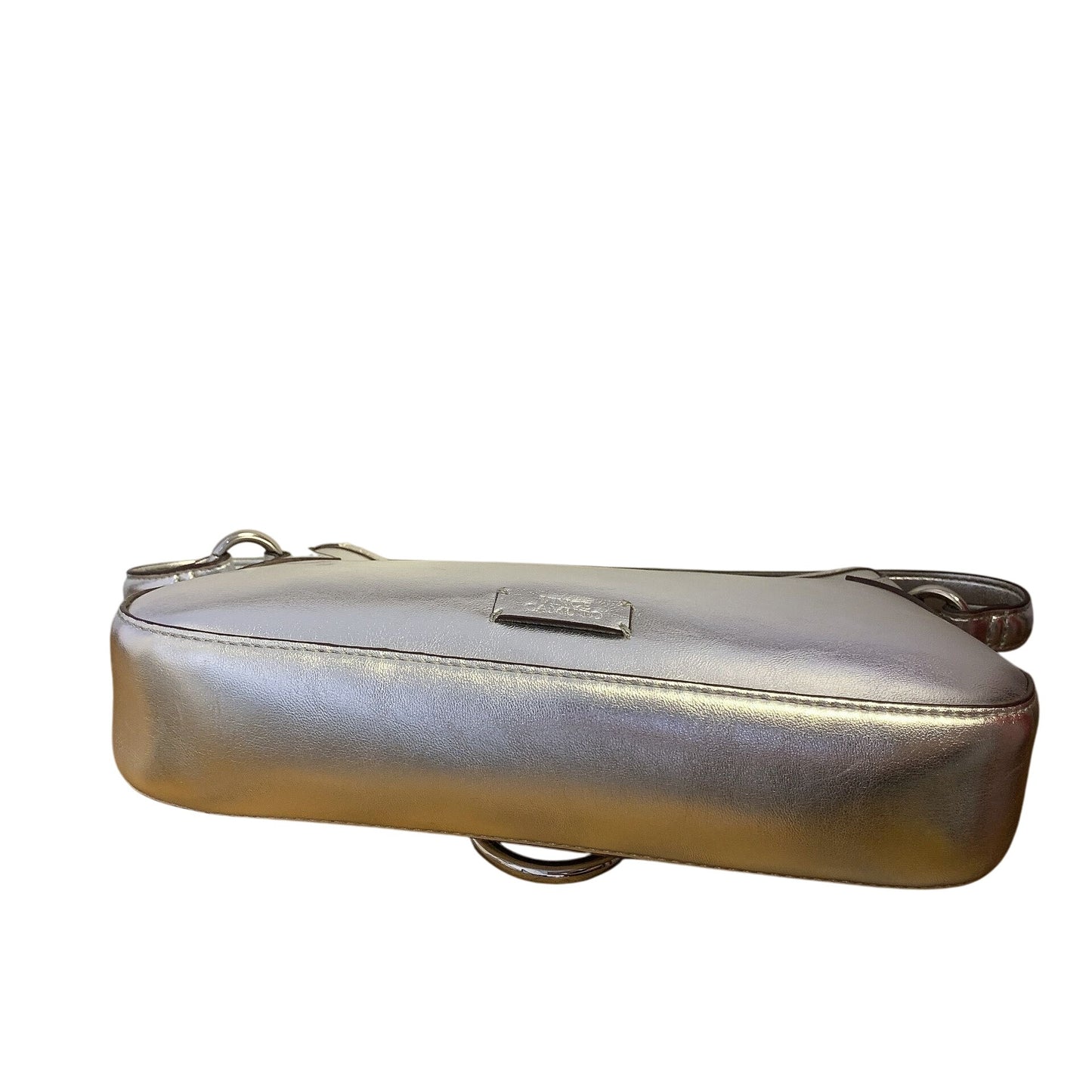 Vince Camuto Silver Metallic Shoulder Bag With Belt Detailing