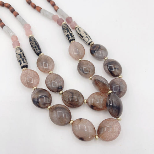 J Jill Semi-Precious Levander Wooden Stones Necklace Medium