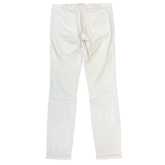 Tory Burch White Straight Leg Pants With Lattice Waist Detail Size 4/27
