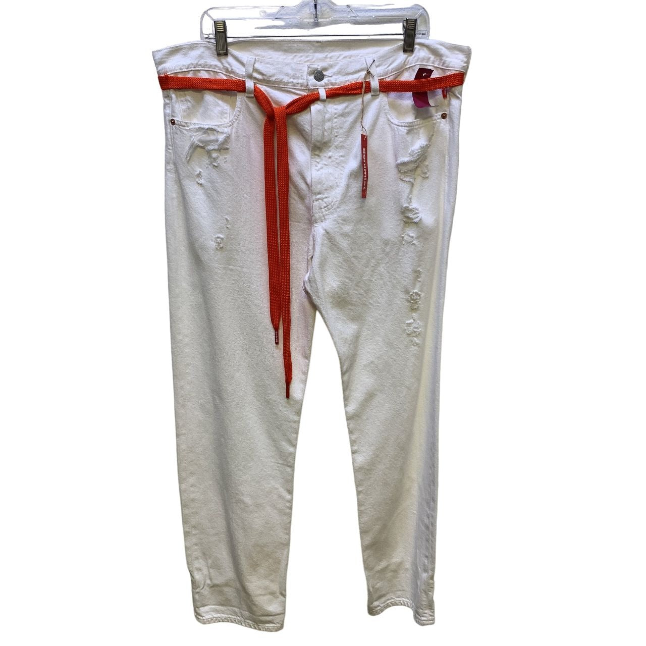 *NWT Denimist White Distressed with Orange Belt Jeans Size 28/6