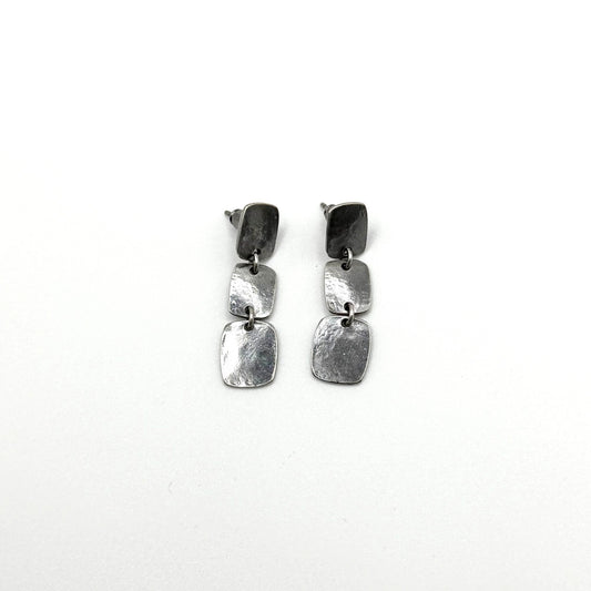 James Avery Retired Hammered Square Earrings 925 Sterling Silver