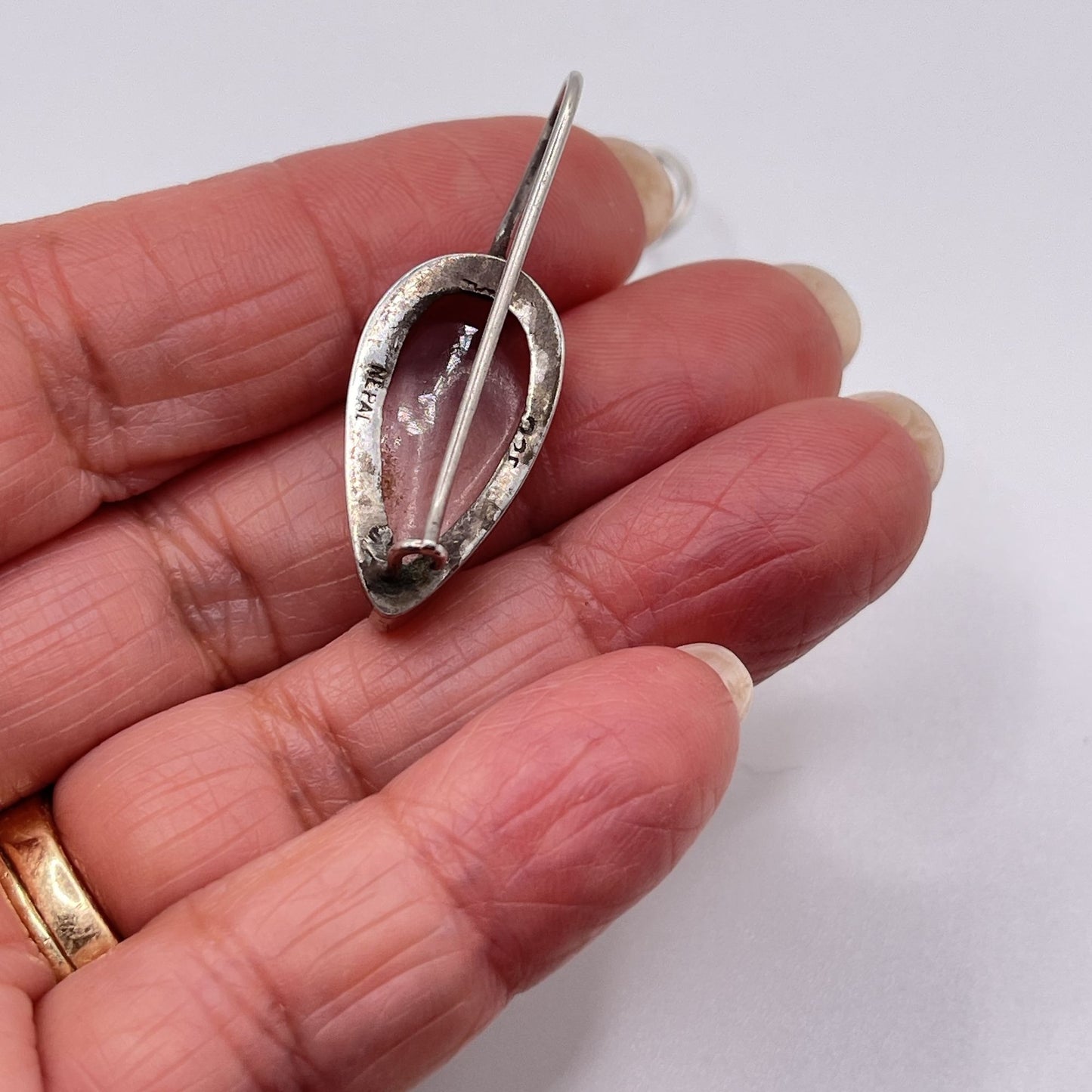 Vintage 925 Sterling Silver Clear Quartz Dangle Earrings