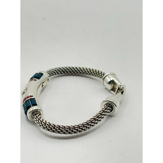 Brighton Star Accent Silver & Blue Mesh Bracelet