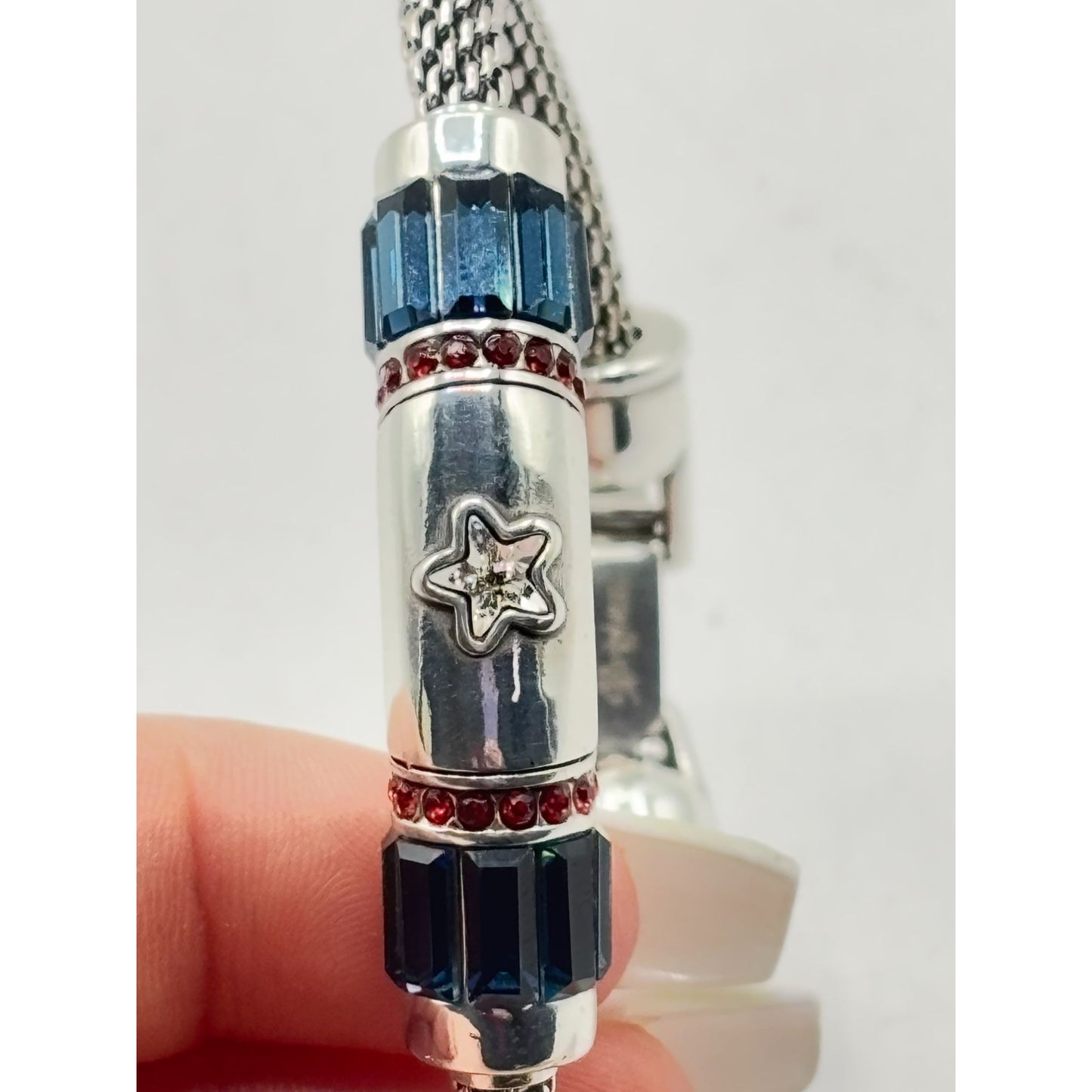 Brighton Star Accent Silver & Blue Mesh Bracelet