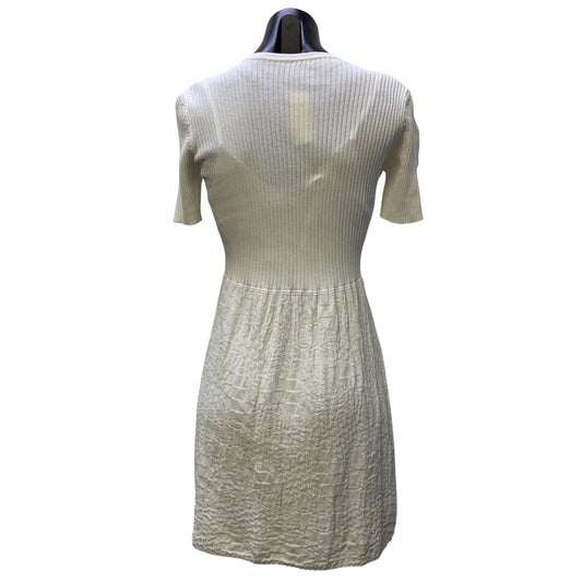 Missoni White Knit Textured Short Sleeve V-Neck Dress Size S