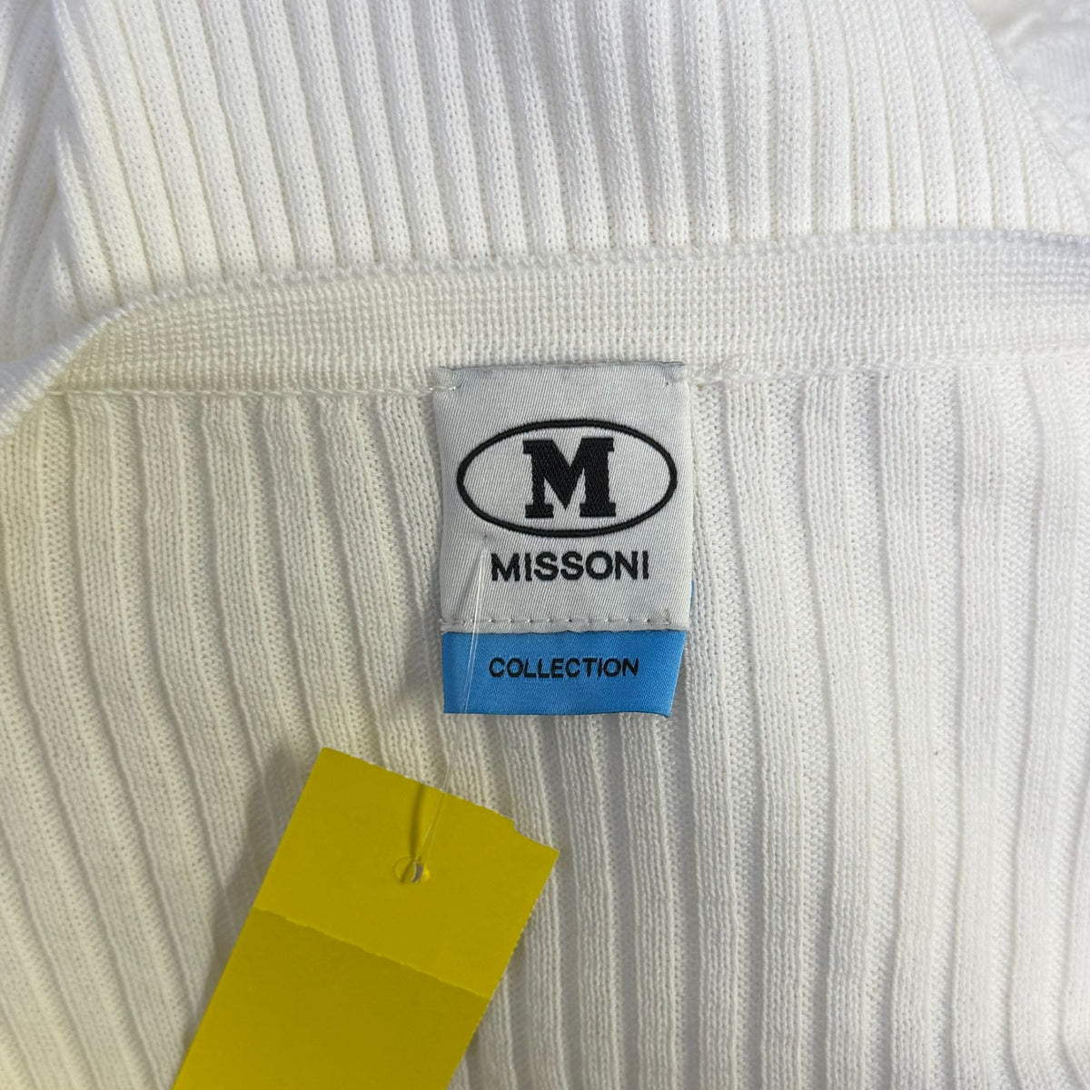 Missoni White Knit Textured Short Sleeve V-Neck Dress Size S