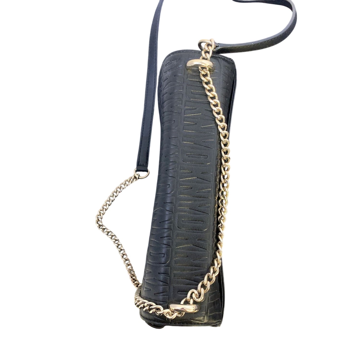 DKNY Black Embossed Crossbody Bag With Chain Strap