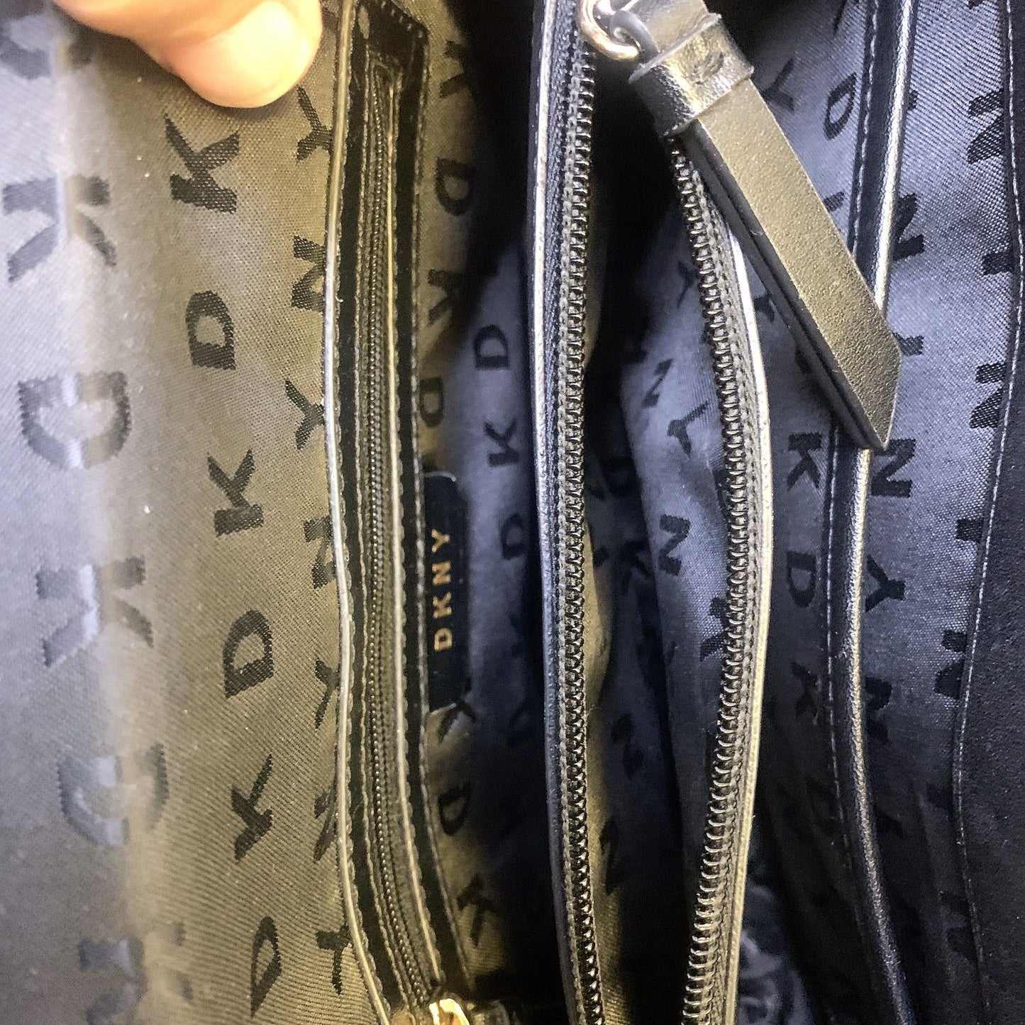 DKNY Black Embossed Crossbody Bag With Chain Strap
