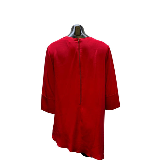 St. John Red Asymmetric Hem Blouse Size S