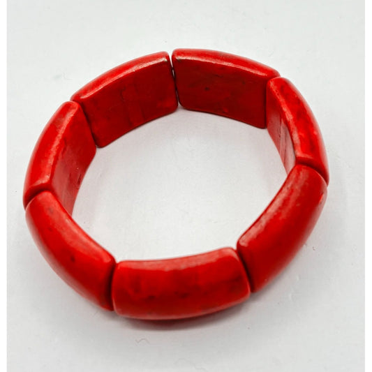 Chunky Red Resin Stretch Bracelet