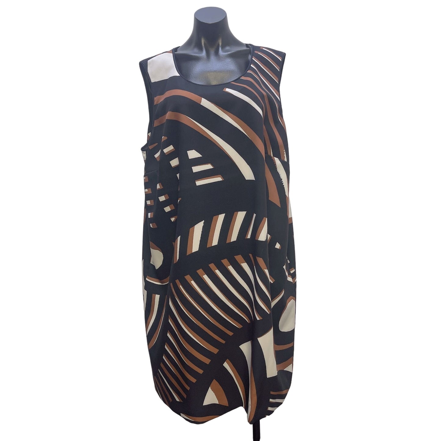 LaFayette 148 Brown Black Grometric Print Shift Dress Size 3X