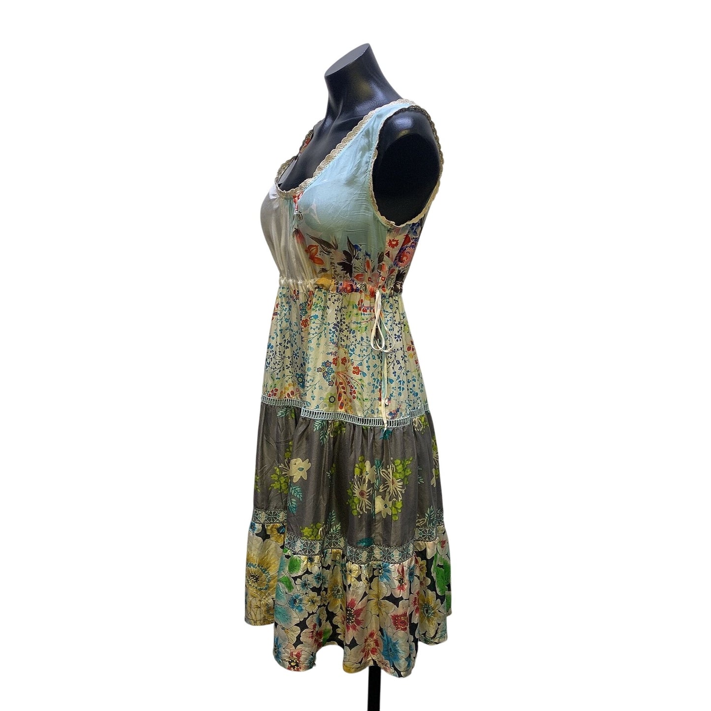 Johnny Was Floral Silk Dress XS