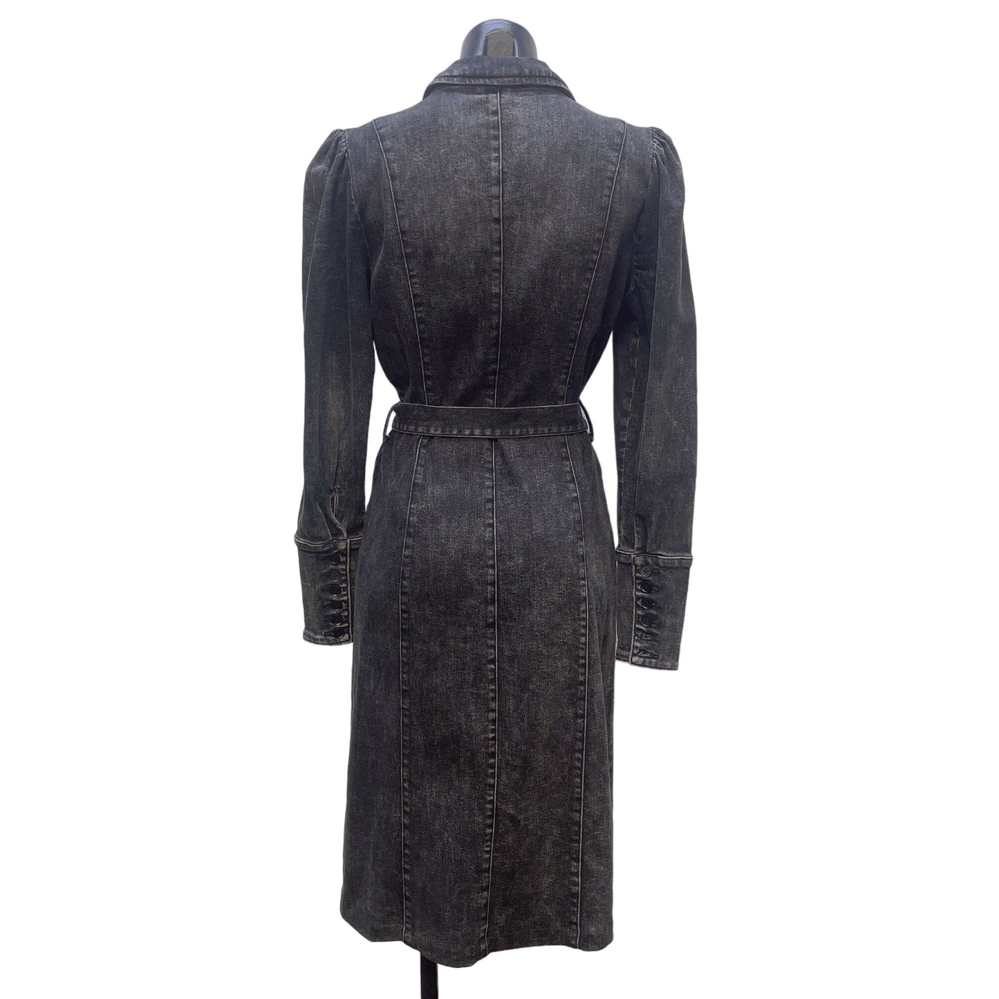 Wash Lab Dk Grey Denim Belted Button Dress Size S