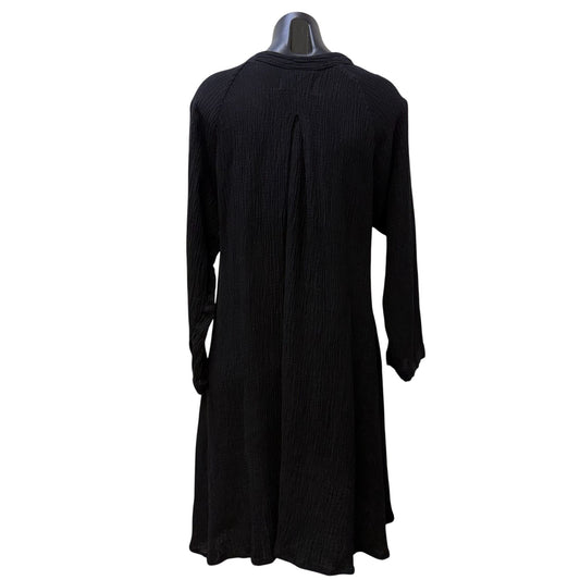 Myrah Penaloza Black Tunic Blouse With Button Front S