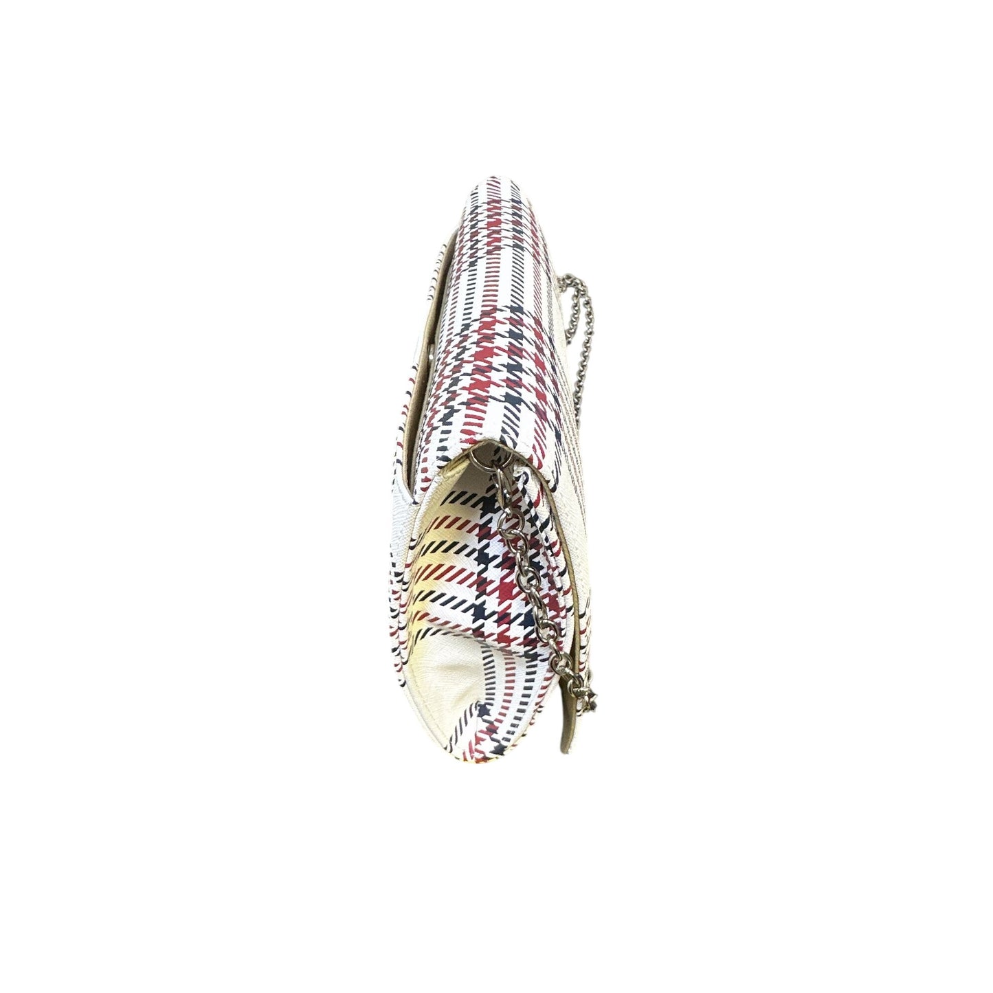 Brooks Brothers Red/Navy Plaid Chain White Crossbody Bag