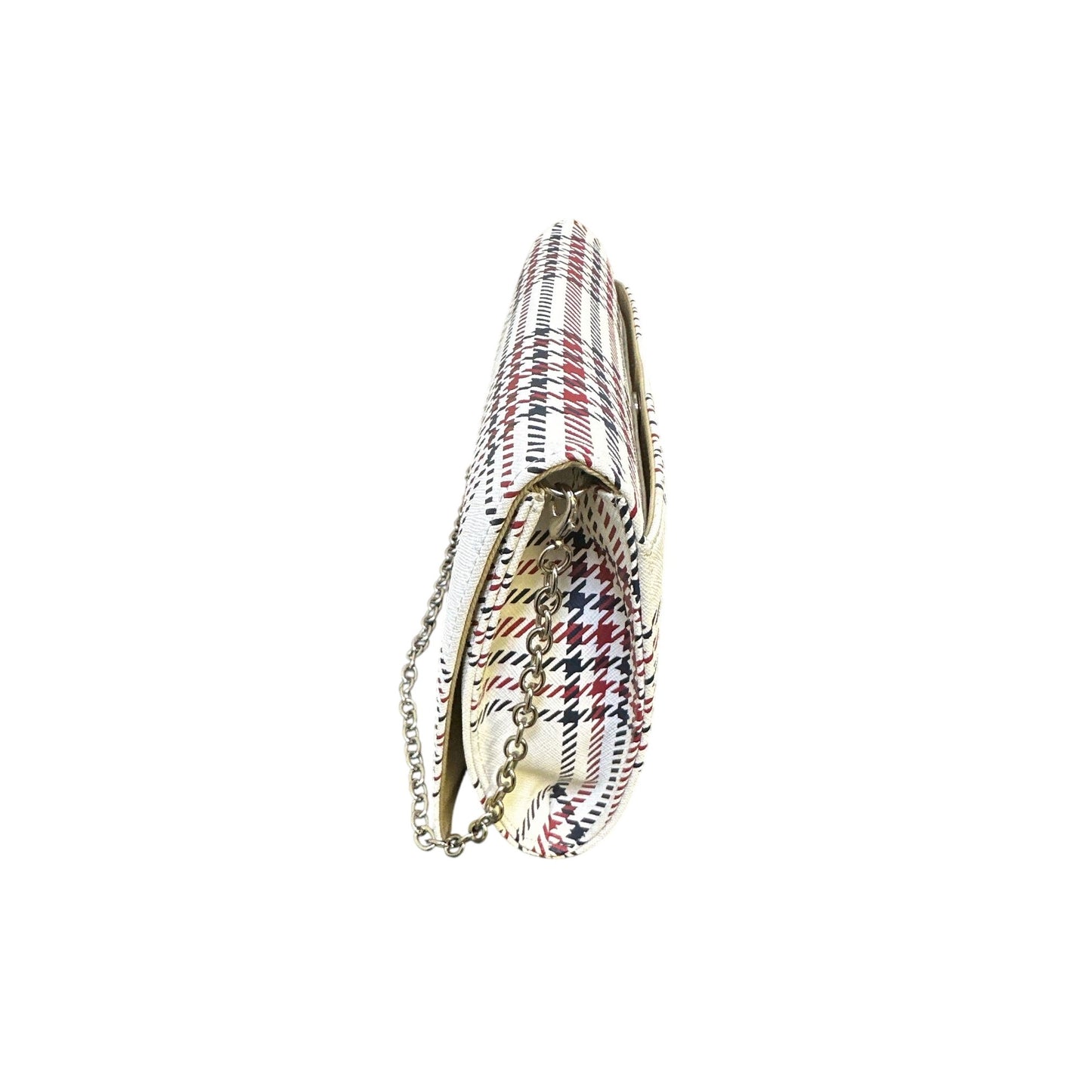 Brooks Brothers Red/Navy Plaid Chain White Crossbody Bag