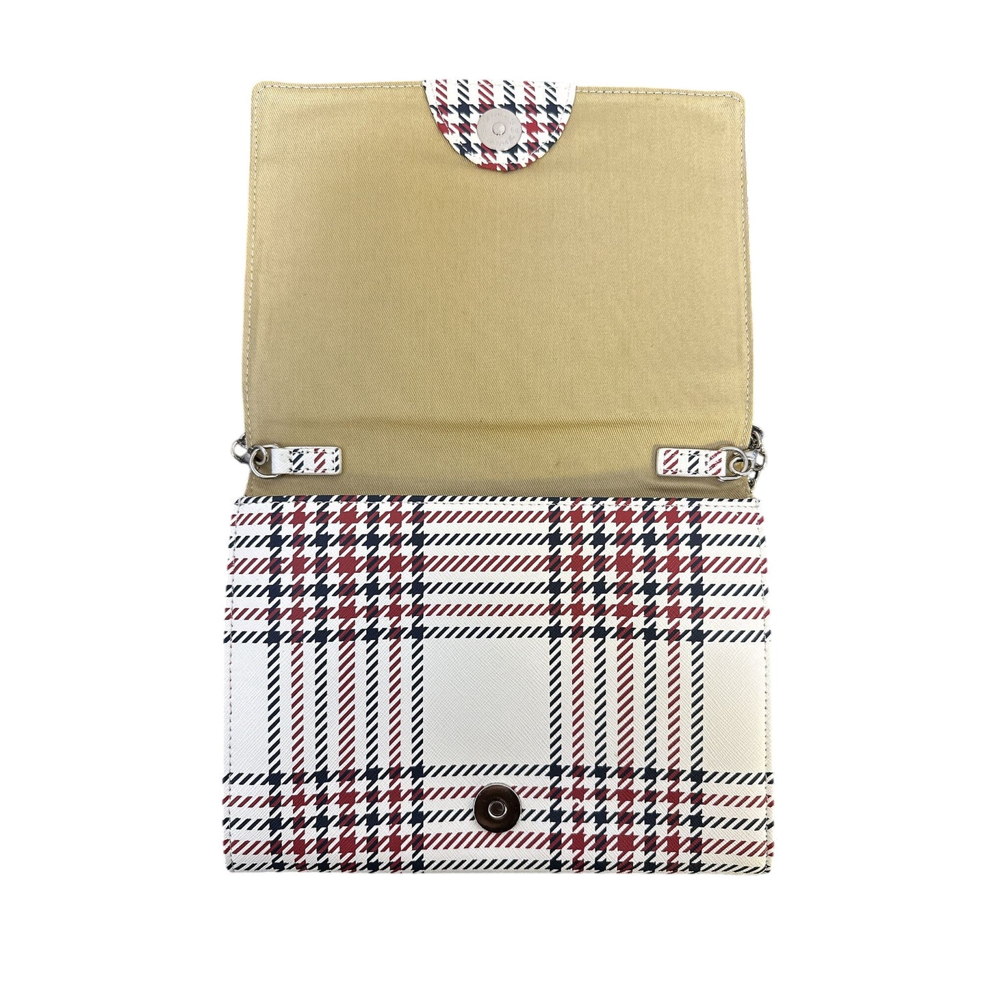 Brooks Brothers Red/Navy Plaid Chain White Crossbody Bag