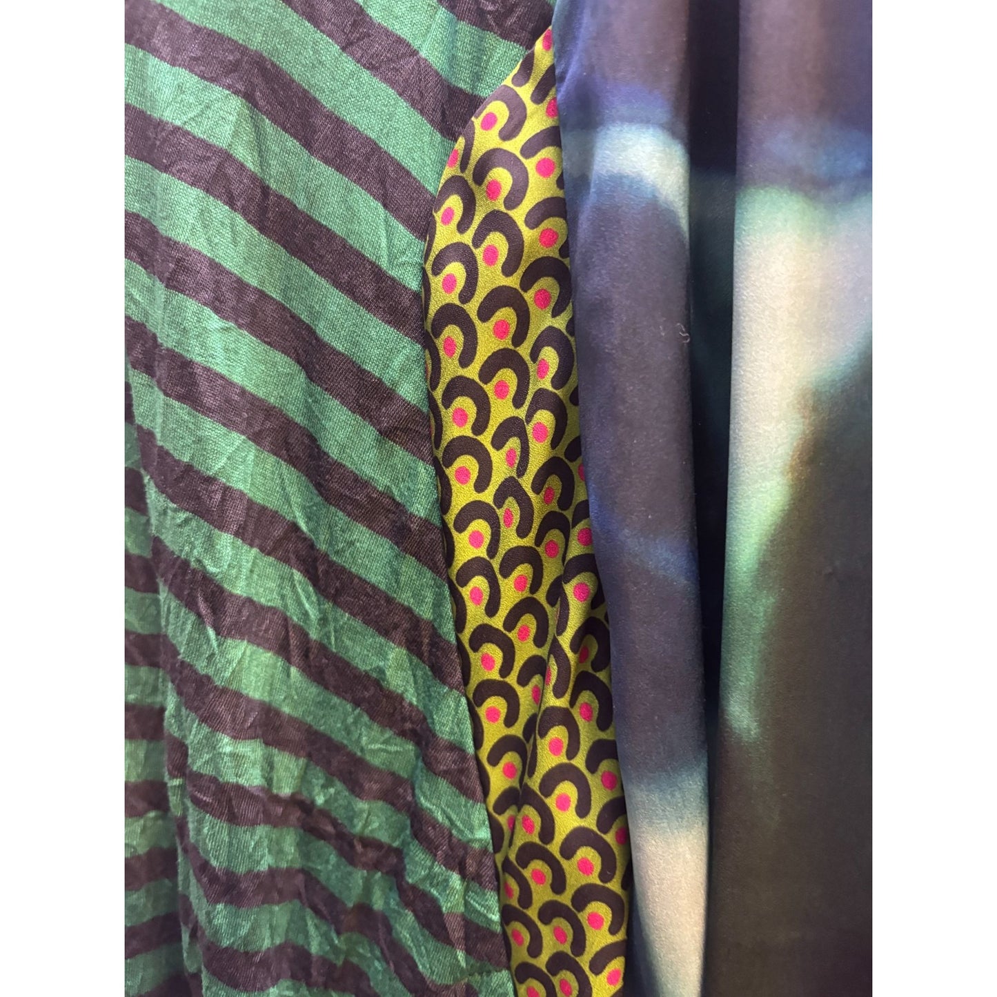 Alembika Green Black Striped Long Sleeve Blouse M