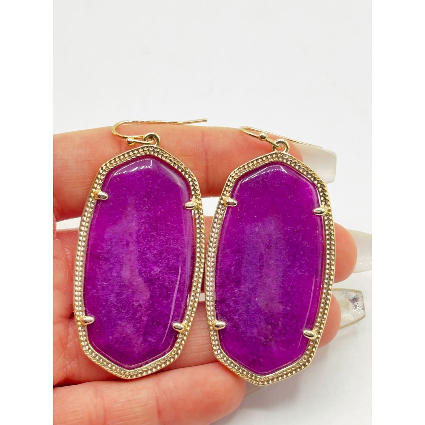Kendra Scott Danielle Gold Statement Earrings Magenta Purple