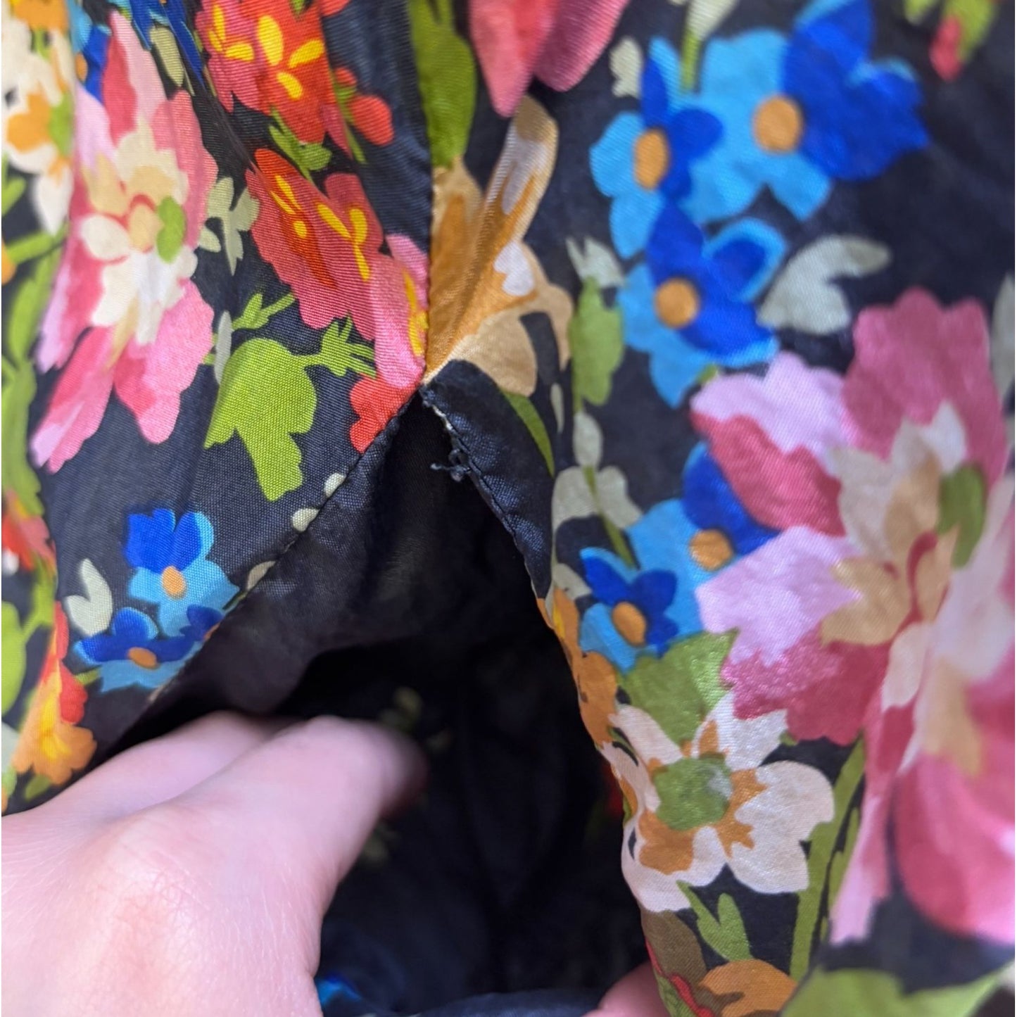 Johnny Was Floral & Polka Dot Tunic Blouse Navy XL