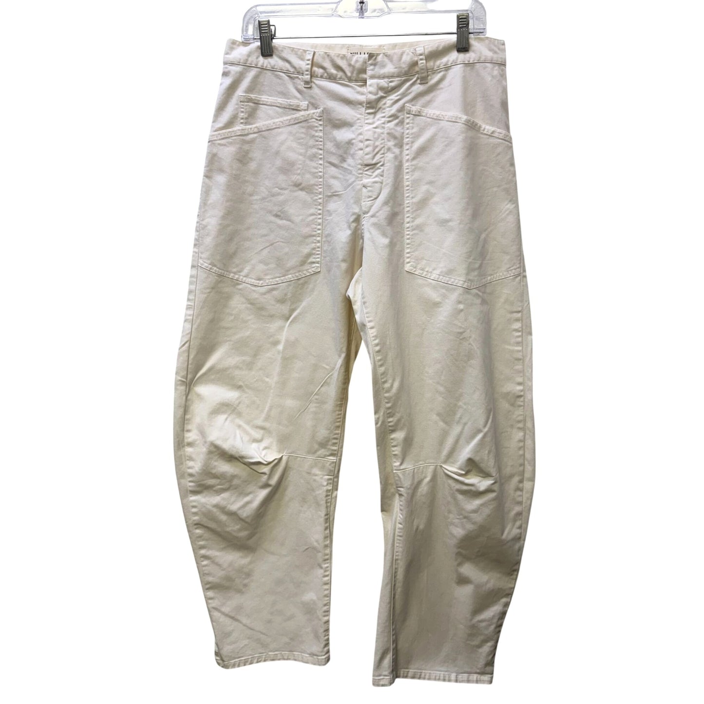 Nili Lotan Cream Wide-Leg Utility Pants Cotton Blend Size 6
