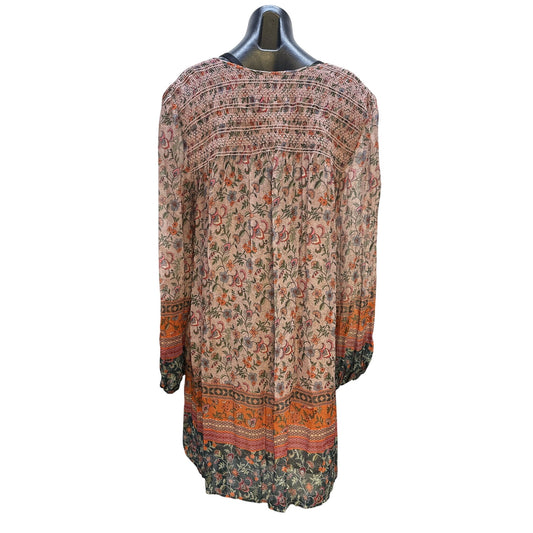 Johnny Was Bohemian Floral Print Long Sleeve Multicolor Dress Size L