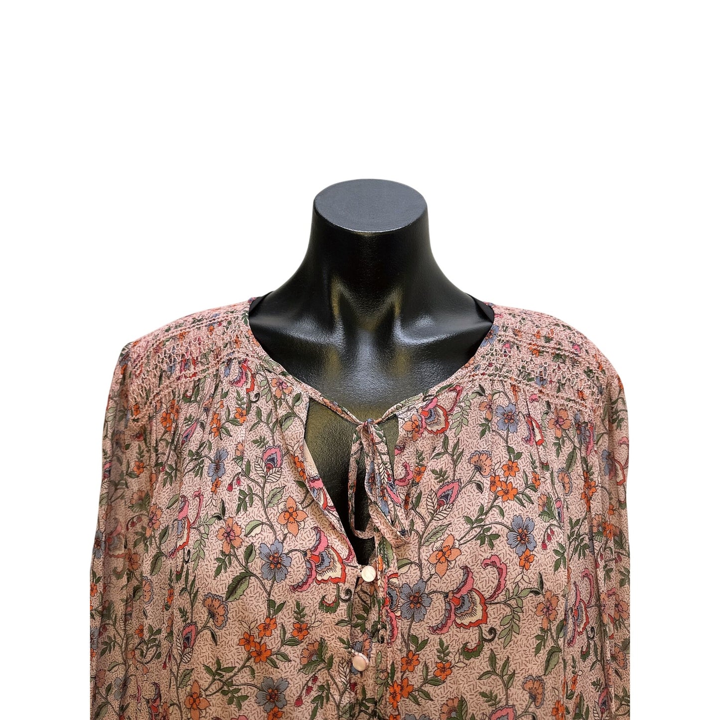 Johnny Was Bohemian Floral Print Long Sleeve Multicolor Dress Size L