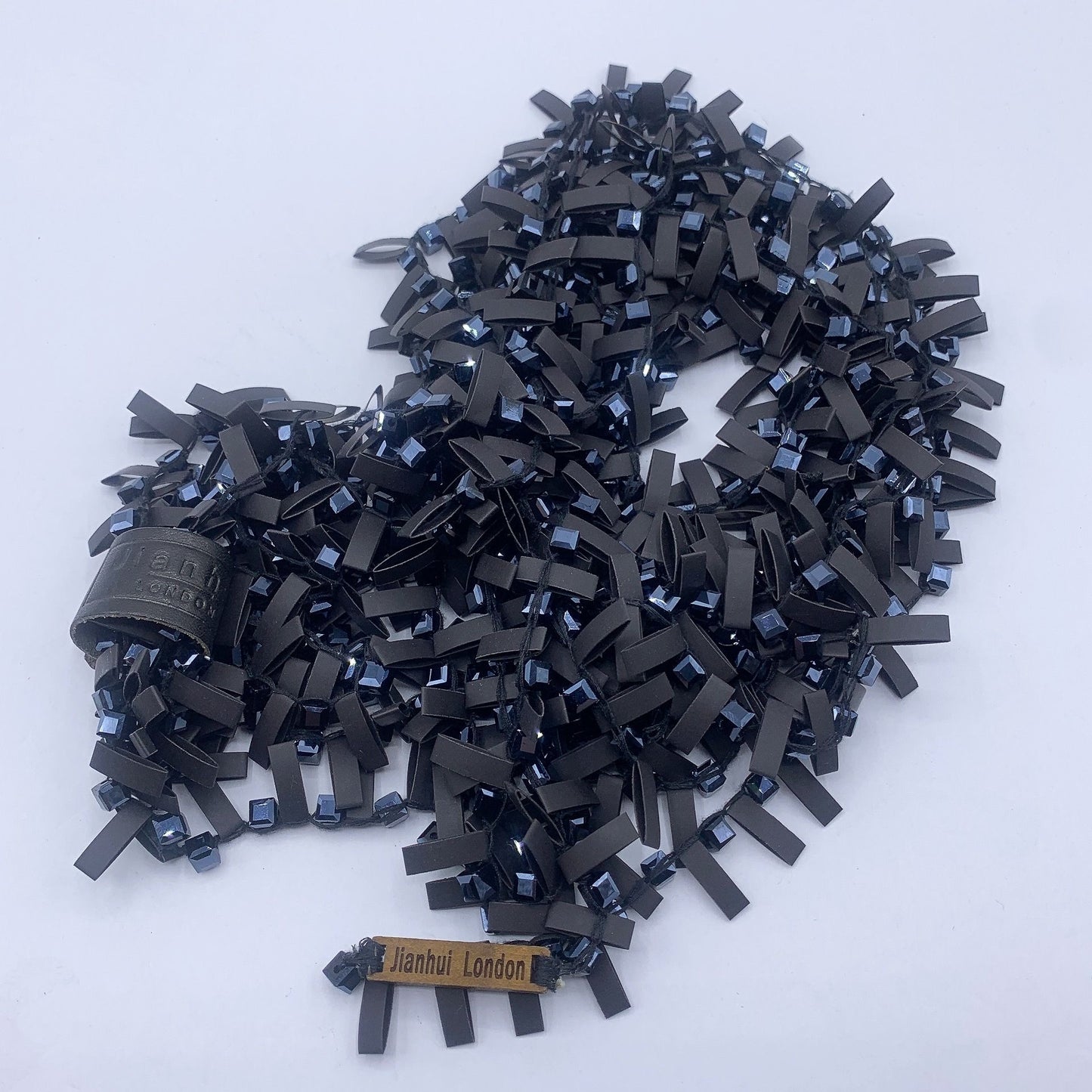 Jianhui London Hand-crocheted Rubber with Crystal Beads Necklace