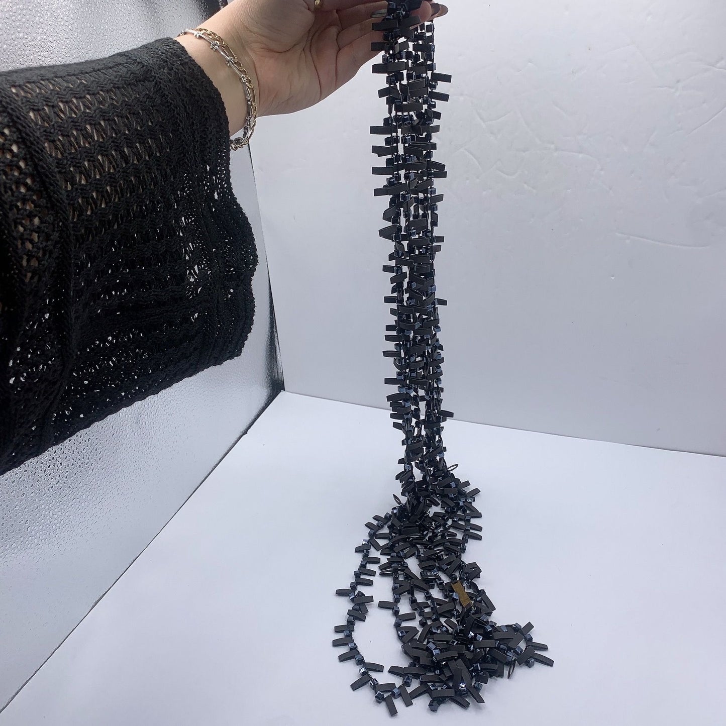 Jianhui London Hand-crocheted Rubber with Crystal Beads Necklace