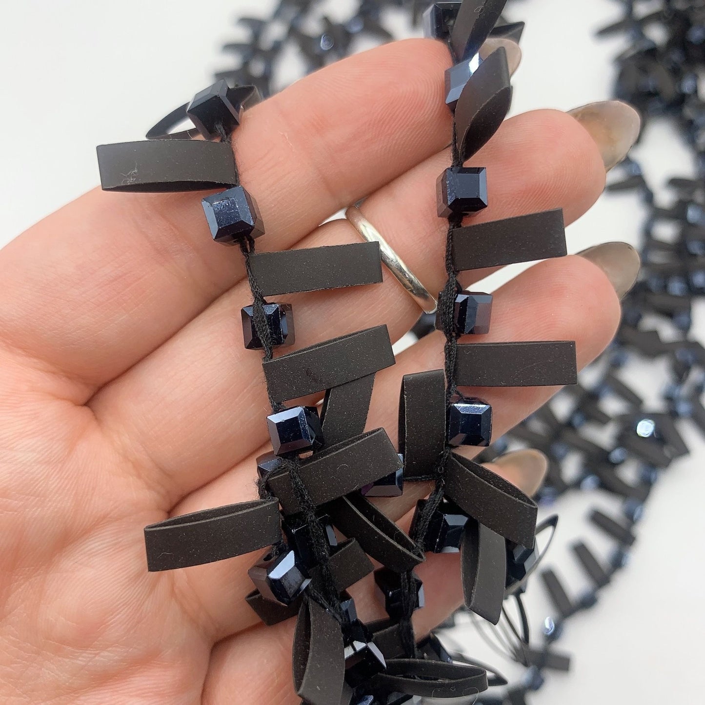 Jianhui London Hand-crocheted Rubber with Crystal Beads Necklace
