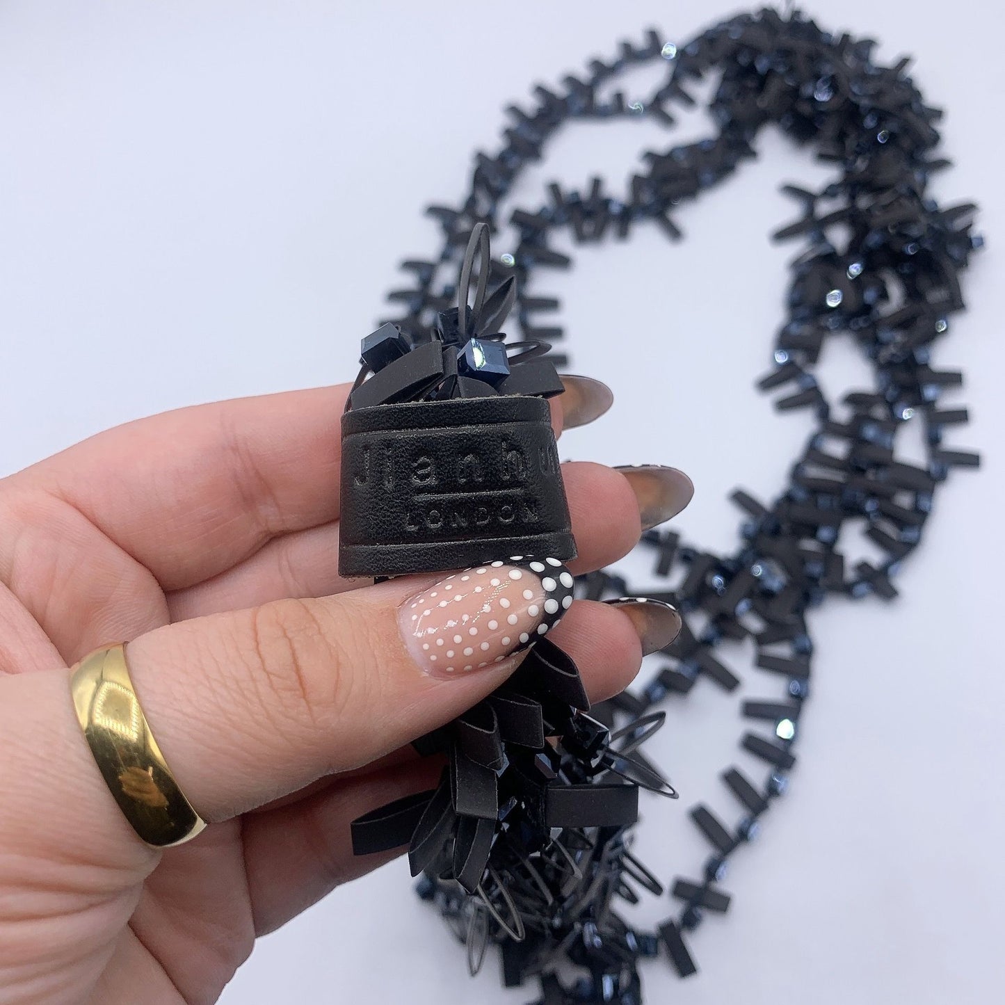Jianhui London Hand-crocheted Rubber with Crystal Beads Necklace