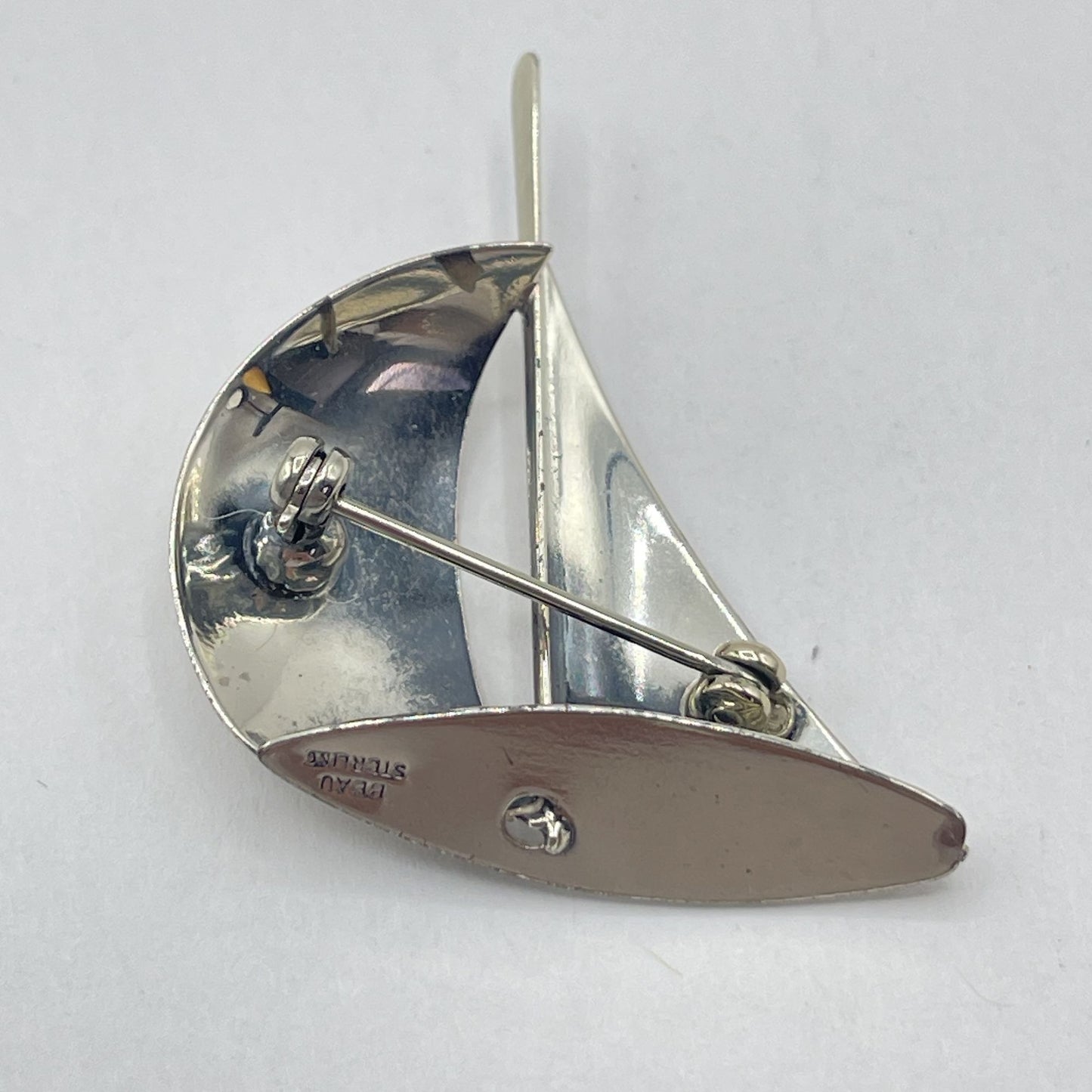 Vintage Beau Sterling Silver 3d Sailboat Brooch Pin
