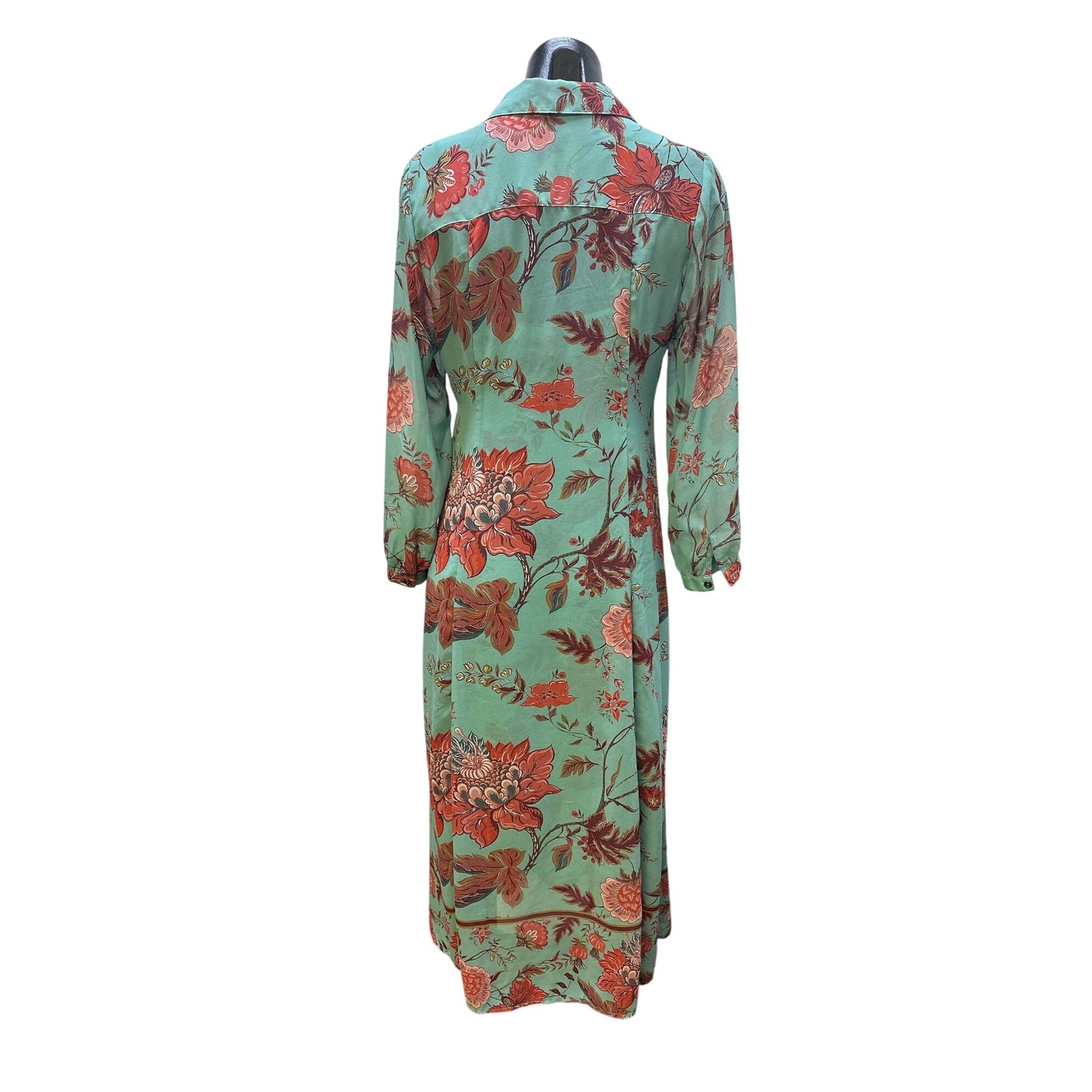 Soft Surroundings Aqua & Red Floral Lace-Trim Slip/Matching Maxi Dress Set Size S