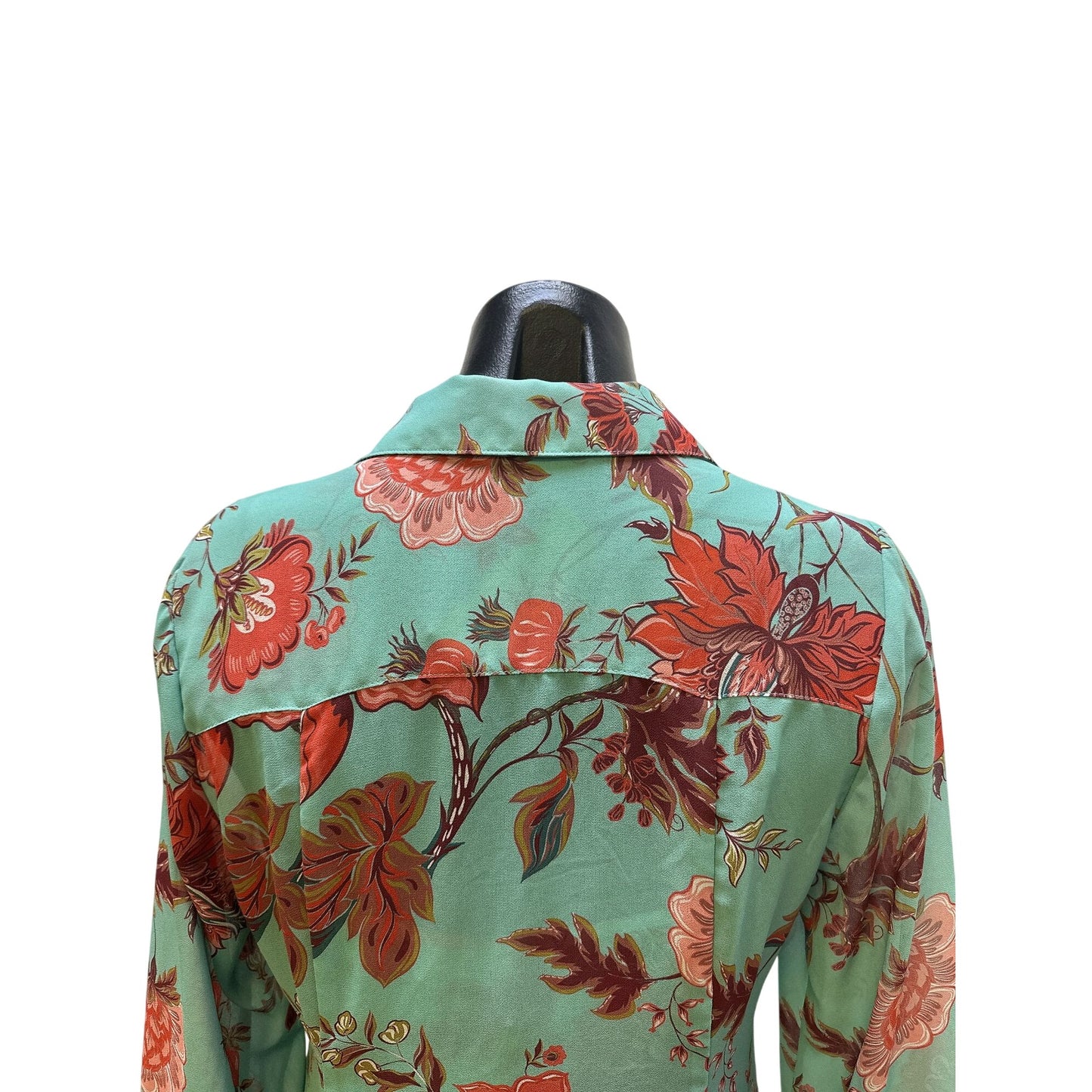 Soft Surroundings Aqua & Red Floral Lace-Trim Slip/Matching Maxi Dress Set Size S