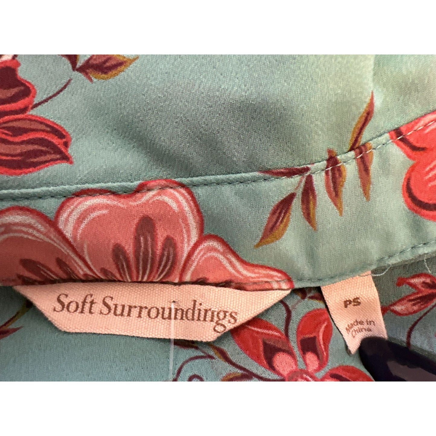 Soft Surroundings Aqua & Red Floral Lace-Trim Slip/Matching Maxi Dress Set Size S