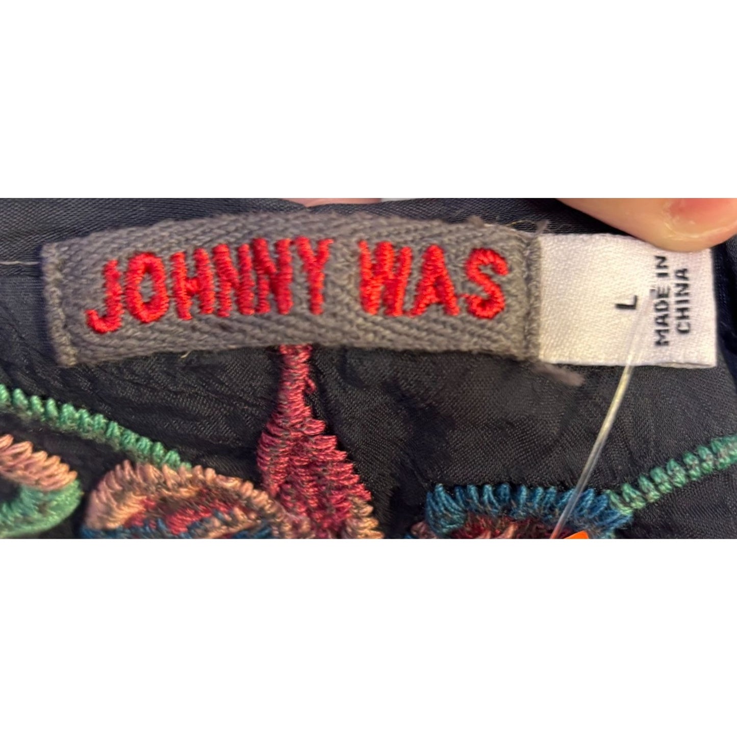 Johnny Was Embroidered Blouse Gray Multicolor L