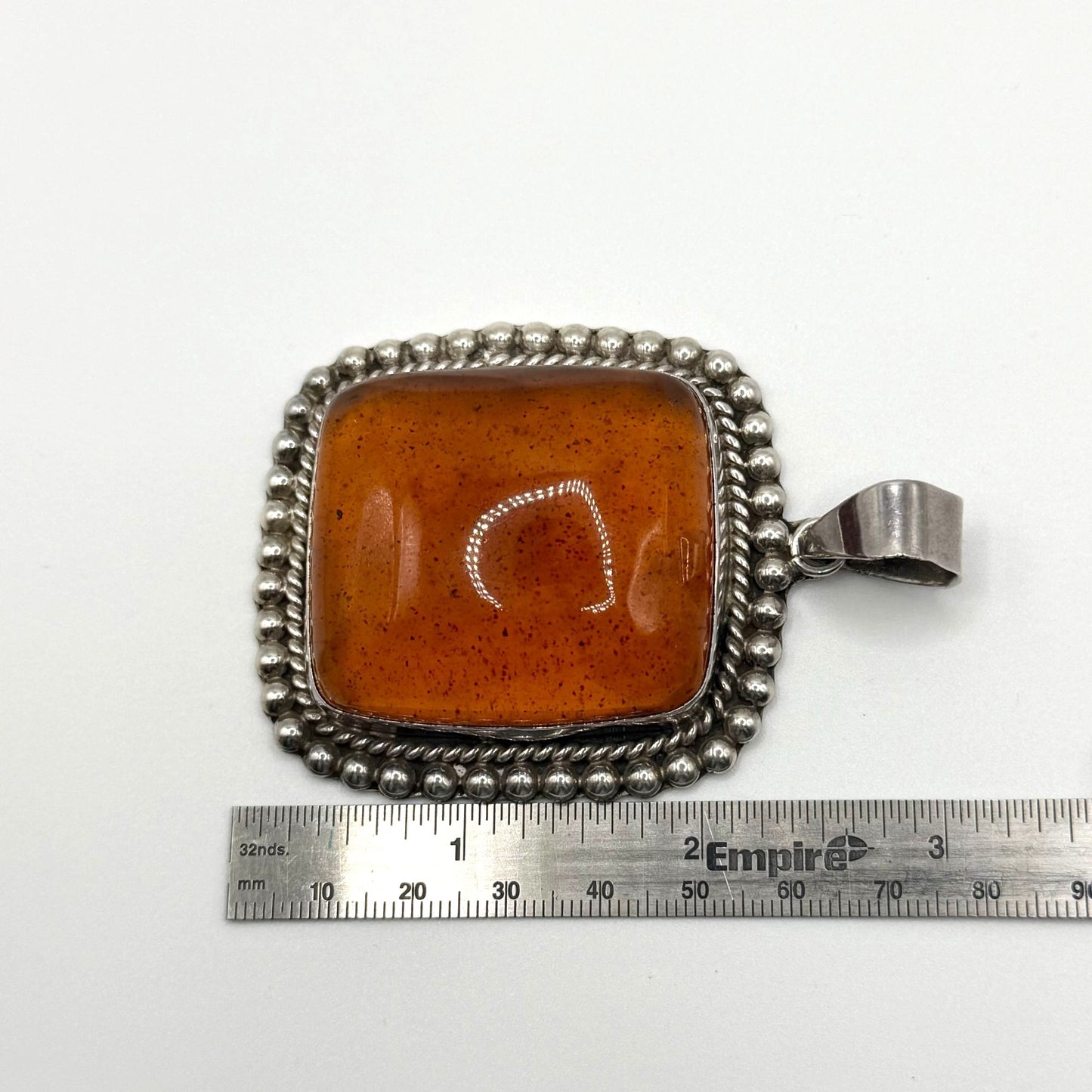 Vintage Taxco Mexico Amber 925 Sterling Silver Pendant