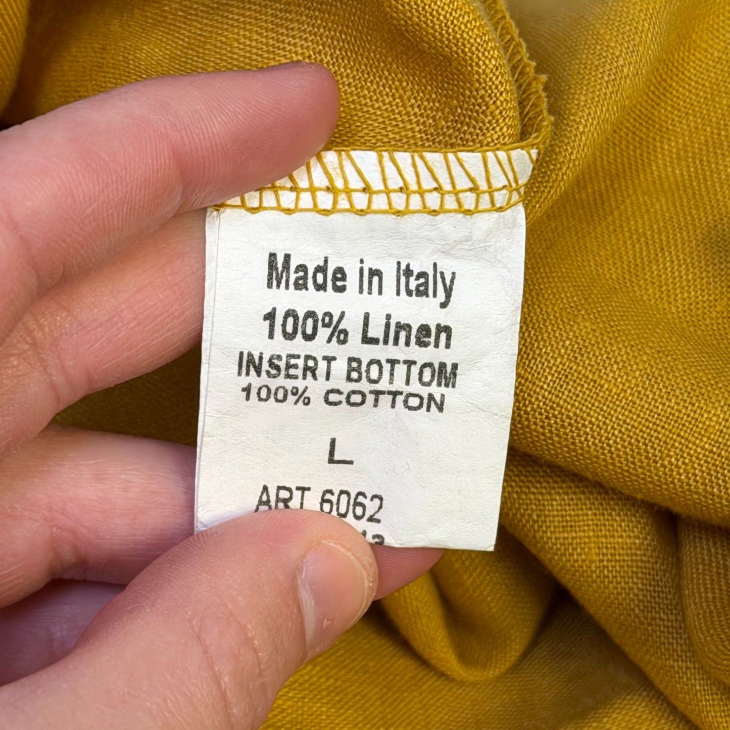 Terzo Millennio Yellow Linen Blouse With Crochet Lace Hem Size L