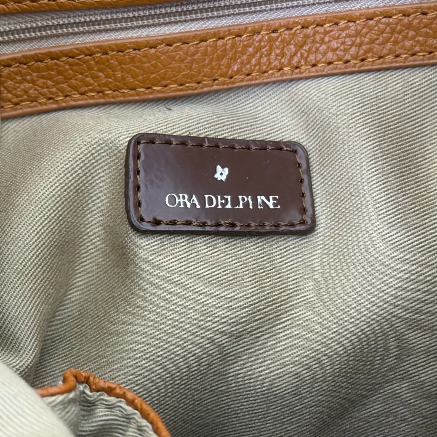 Ora Delphine Brown Leather Shoulder Bag With Gold Hardware