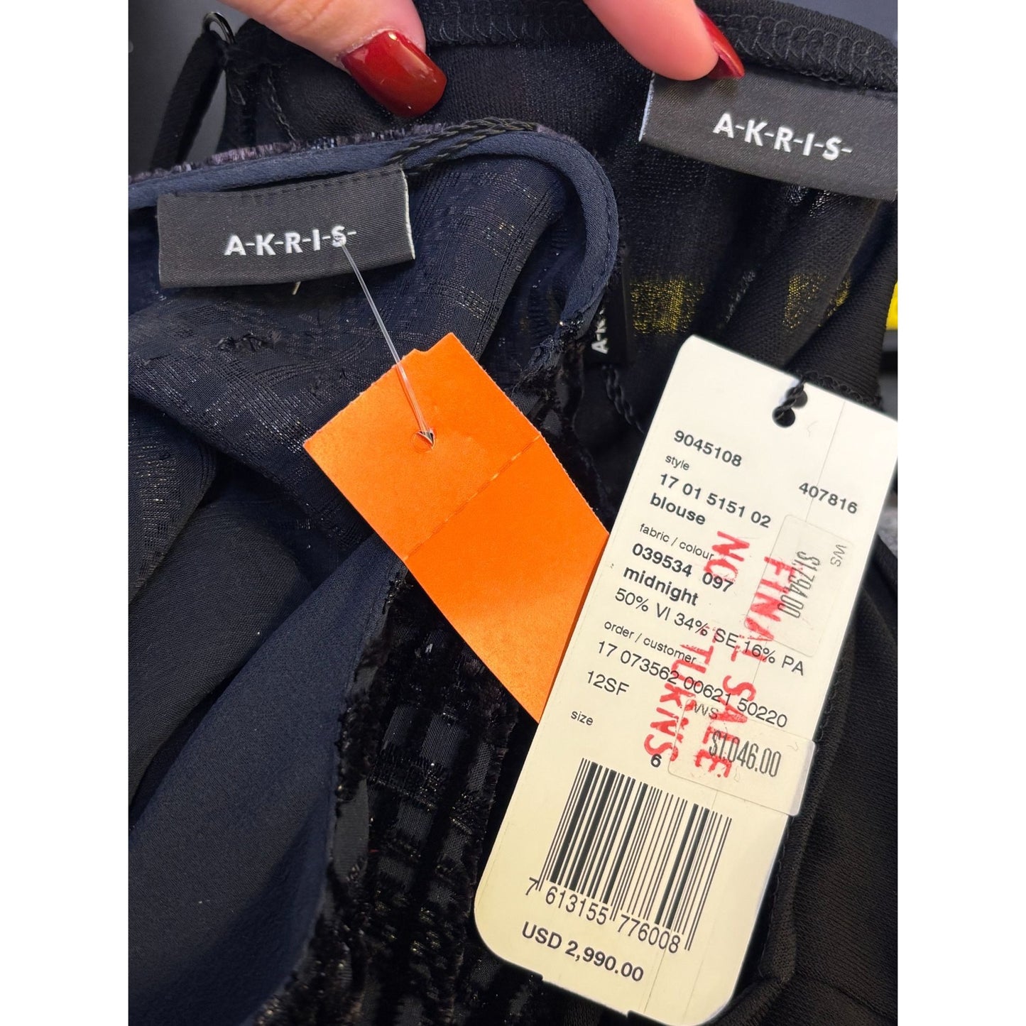 NWT Akris Sheer Tunic Midnight Blue Size 6 2p