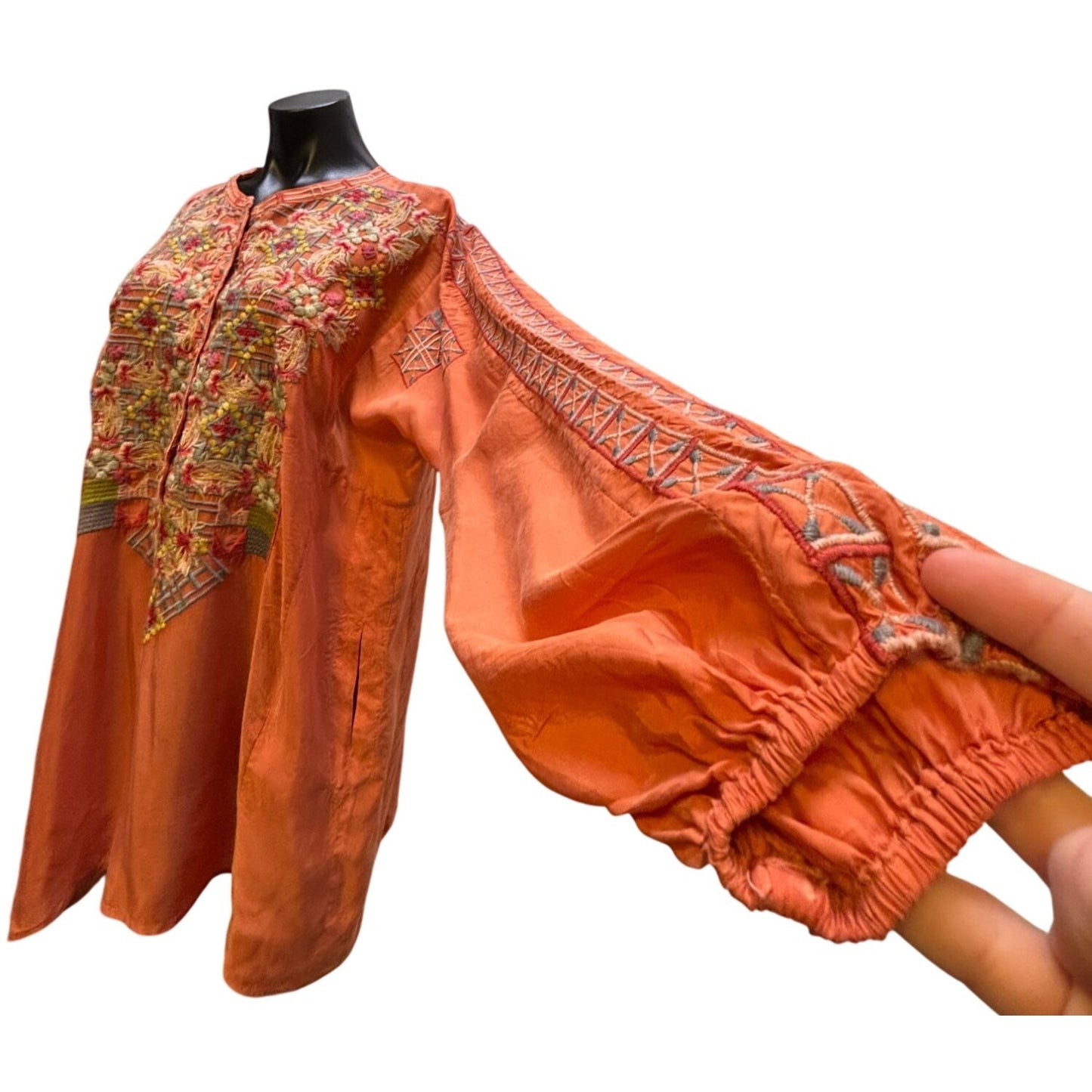 Biya Johnny Was Embroidered Tunic Blouse Peach Multi XL