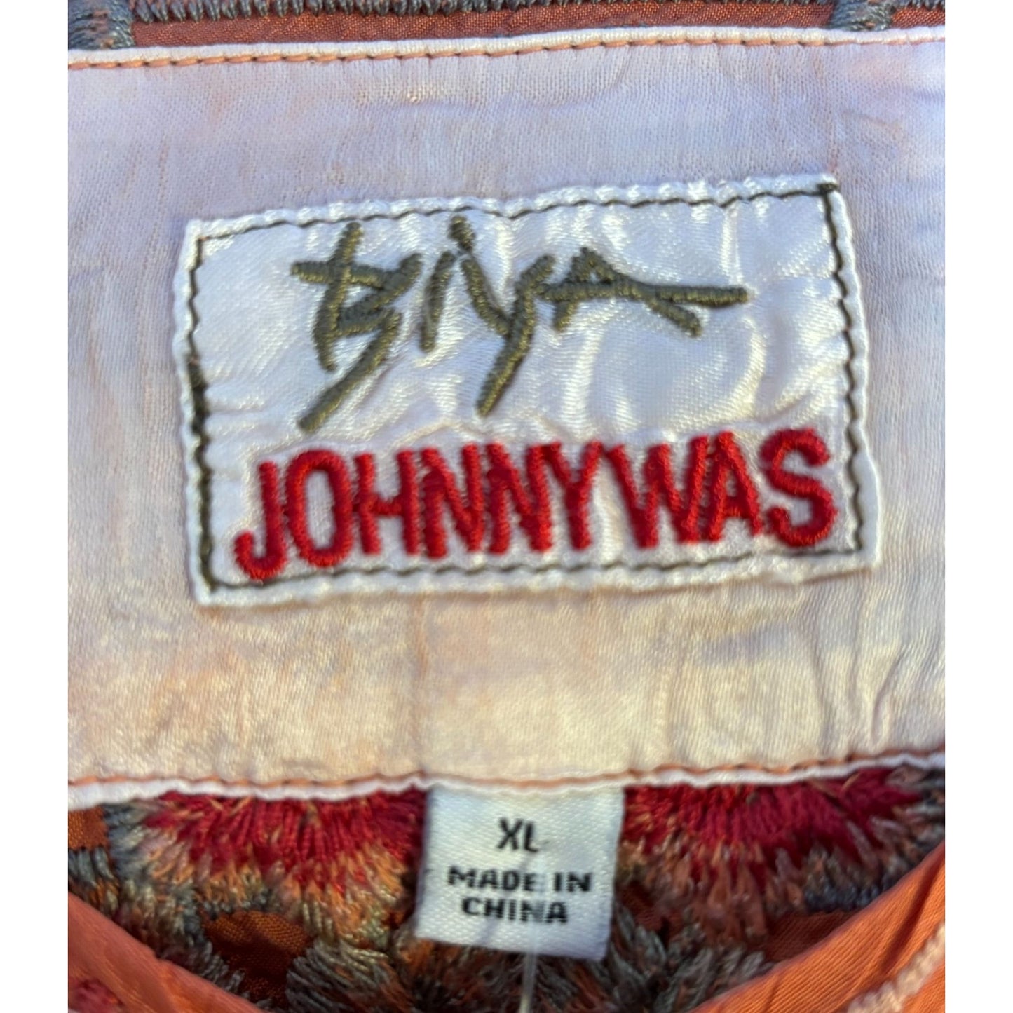 Biya Johnny Was Embroidered Tunic Blouse Peach Multi XL