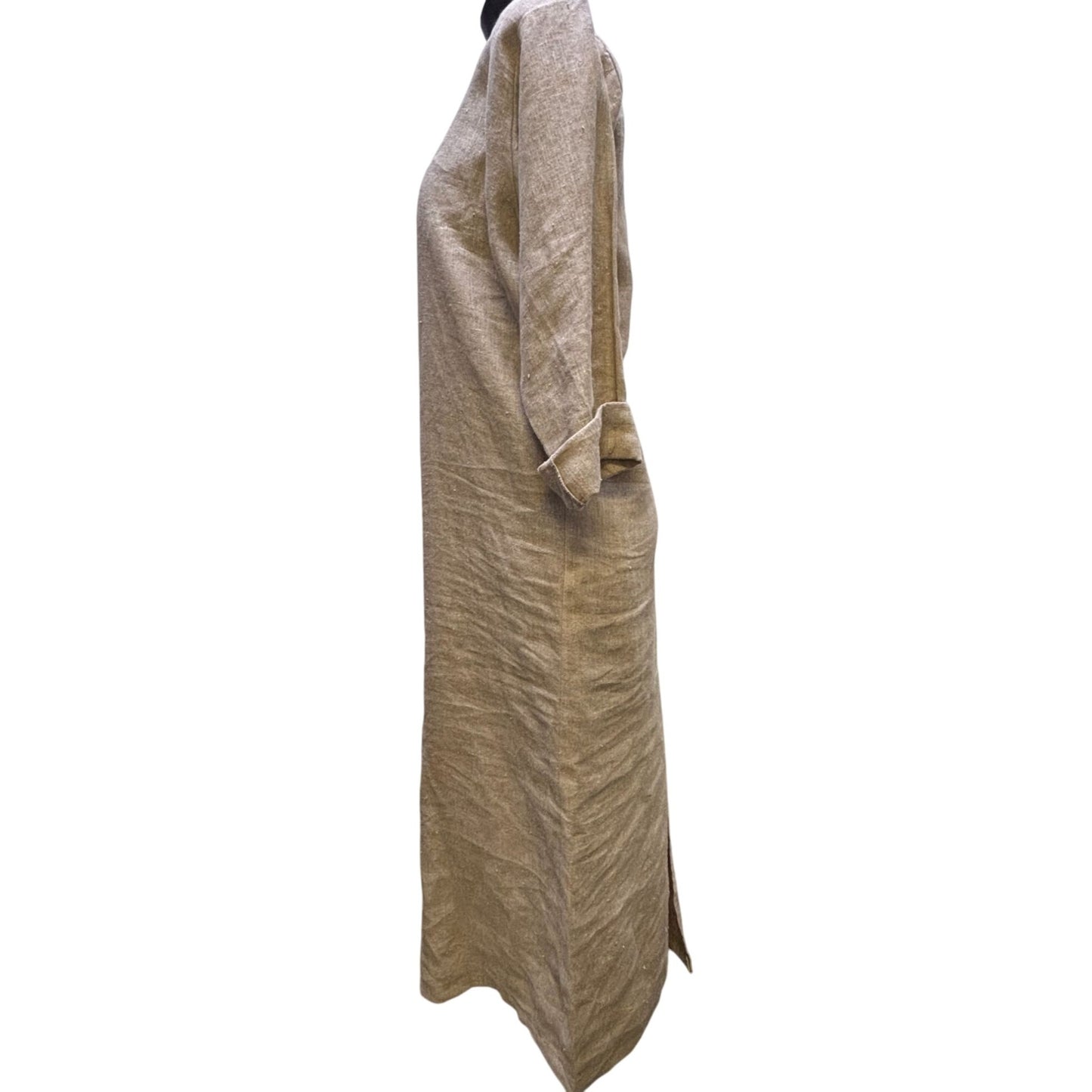 What's Up Linen Wheat Color Maxi Dress L