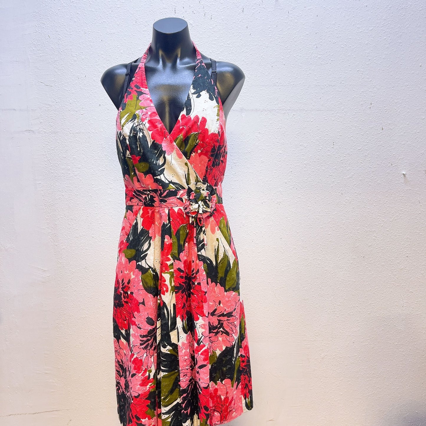 Muse Halter Neck Floral Print Dress Waist Wrap Tie 10