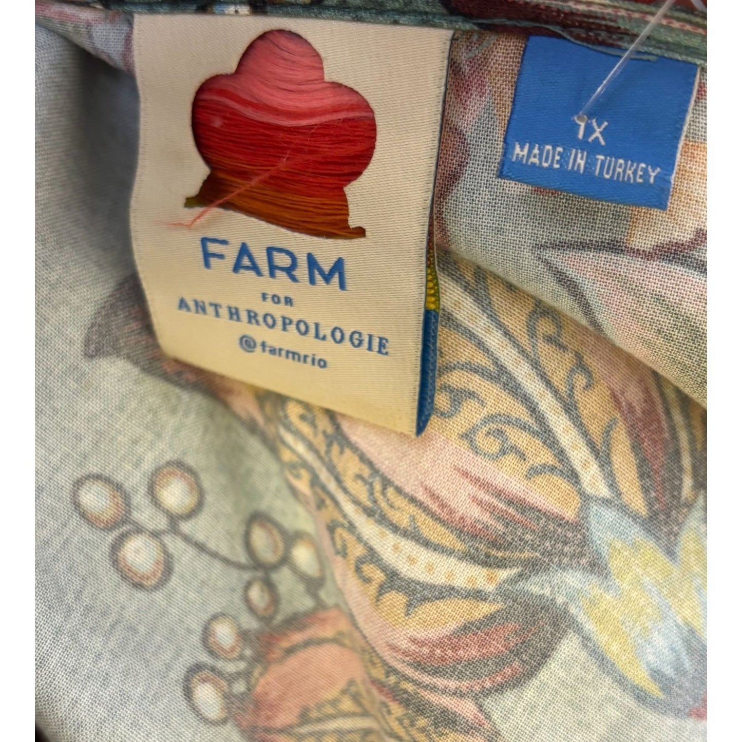 Farm For Anthropologie Wrap Dress Teal Multi XL