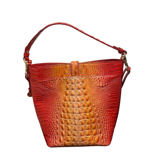 Brahmin Embossed Croc Shoulder Bag In Red Orange Gradient